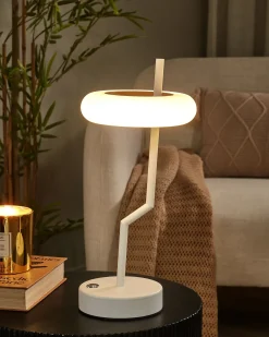 Trådløs LED-bordlampe ALVIELA Med dæmpning Metal Hvid