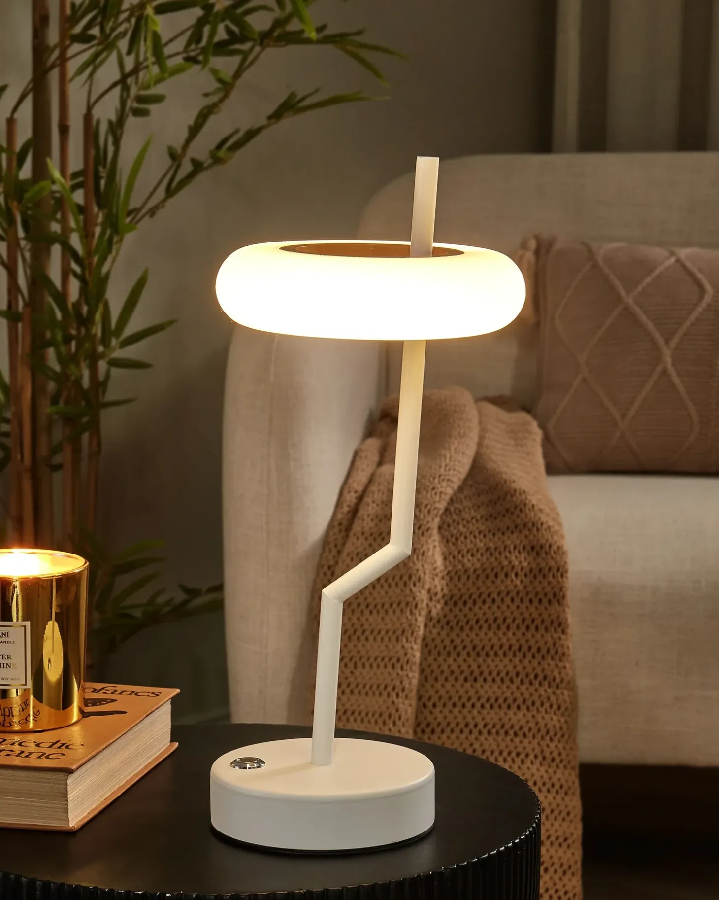 Trådløs LED-bordlampe ALVIELA Med dæmpning Metal Hvid