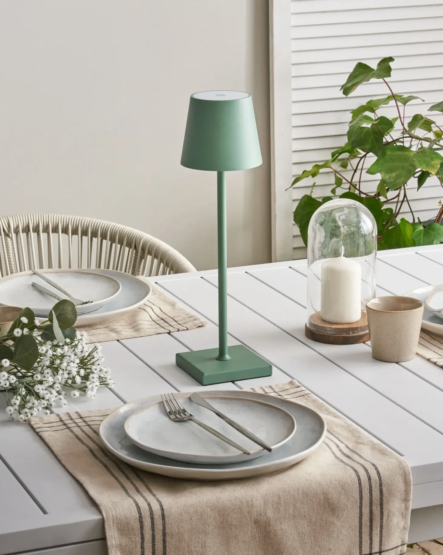 Trådløs LED-bordlampe BACEIRO Med dæmpning Metal Grøn