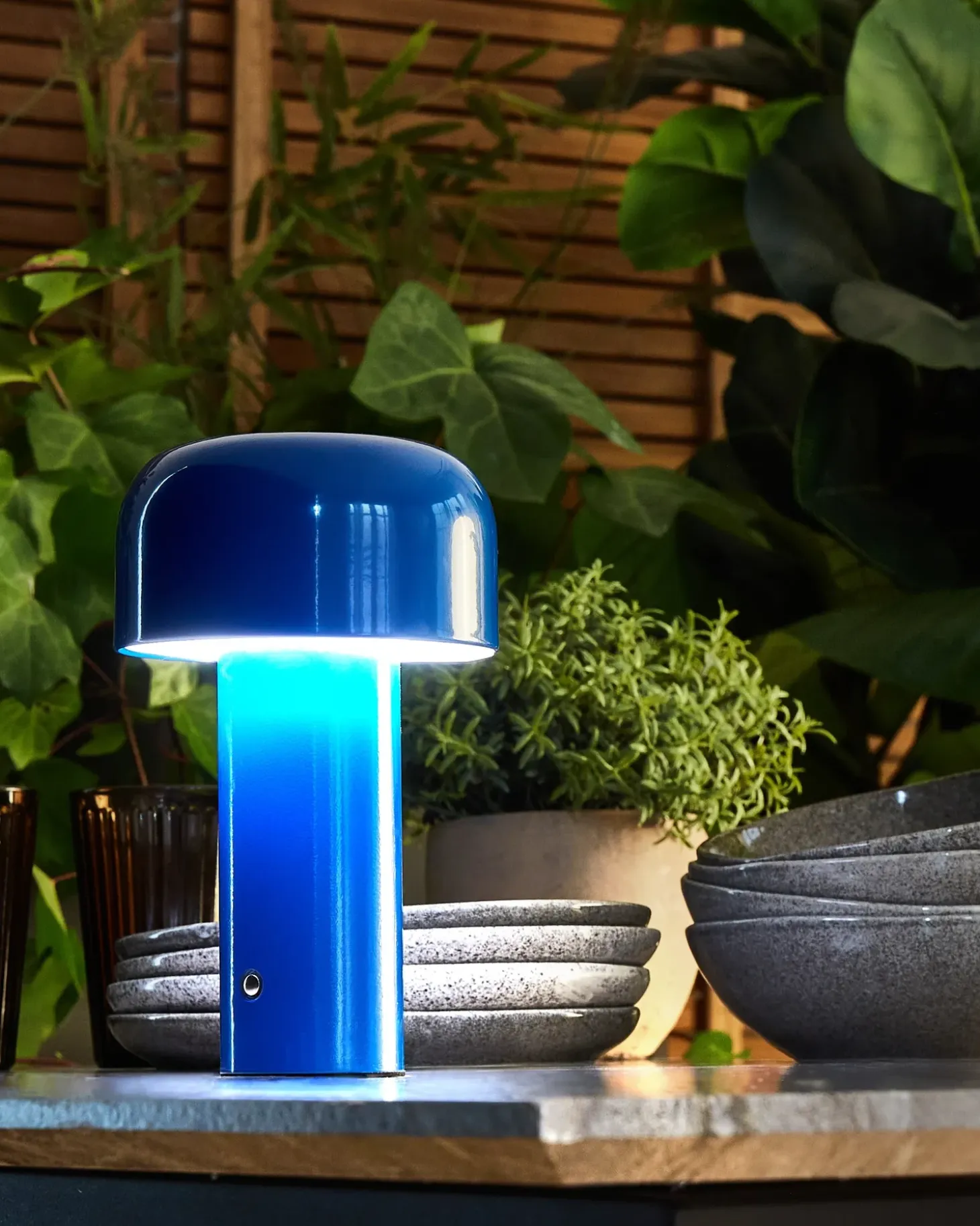 Trådløs LED-bordlampe BESOS Med dæmpning Metal Blå
