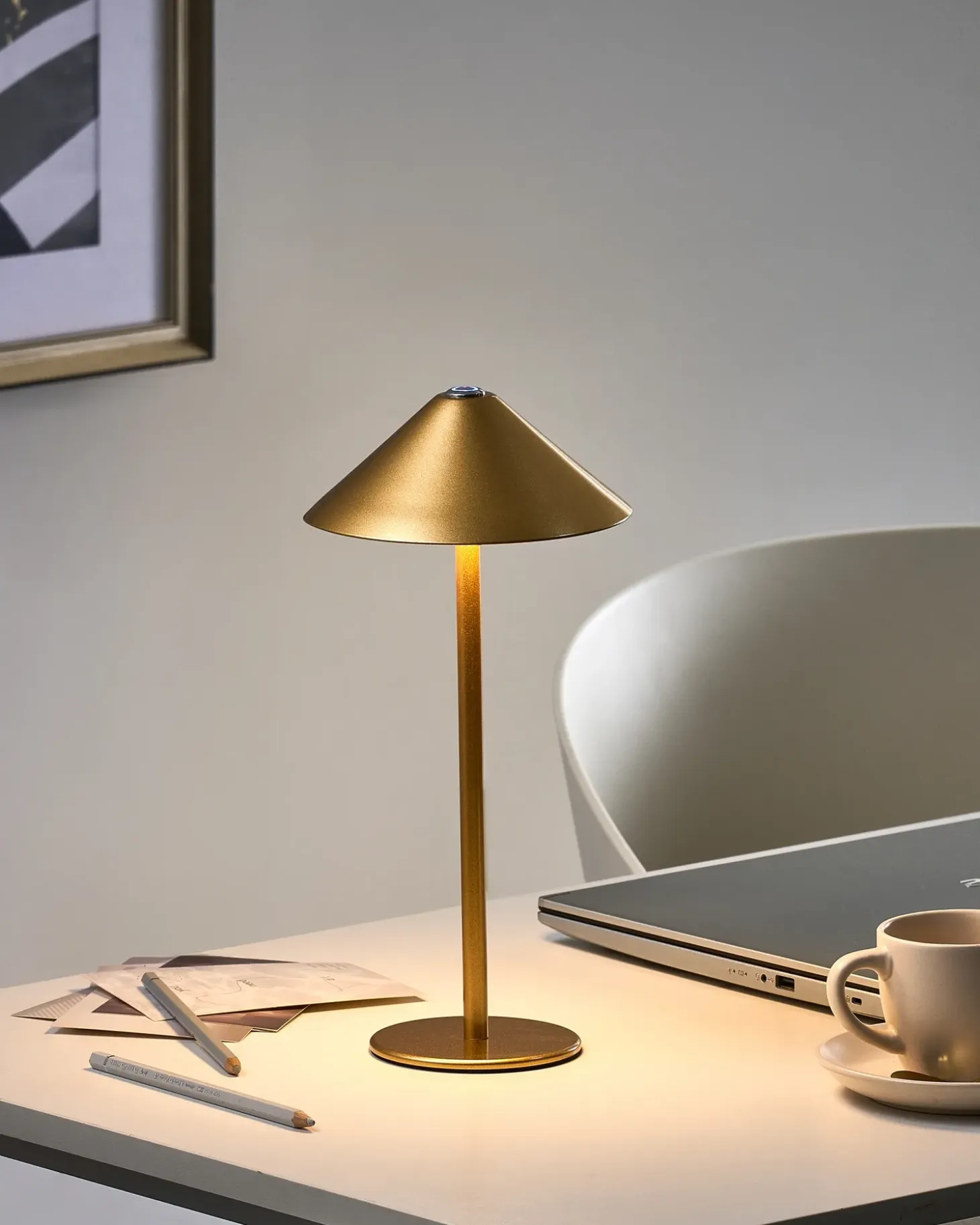 Trådløs LED-bordlampe MODJO Med dæmpning Metal Guld