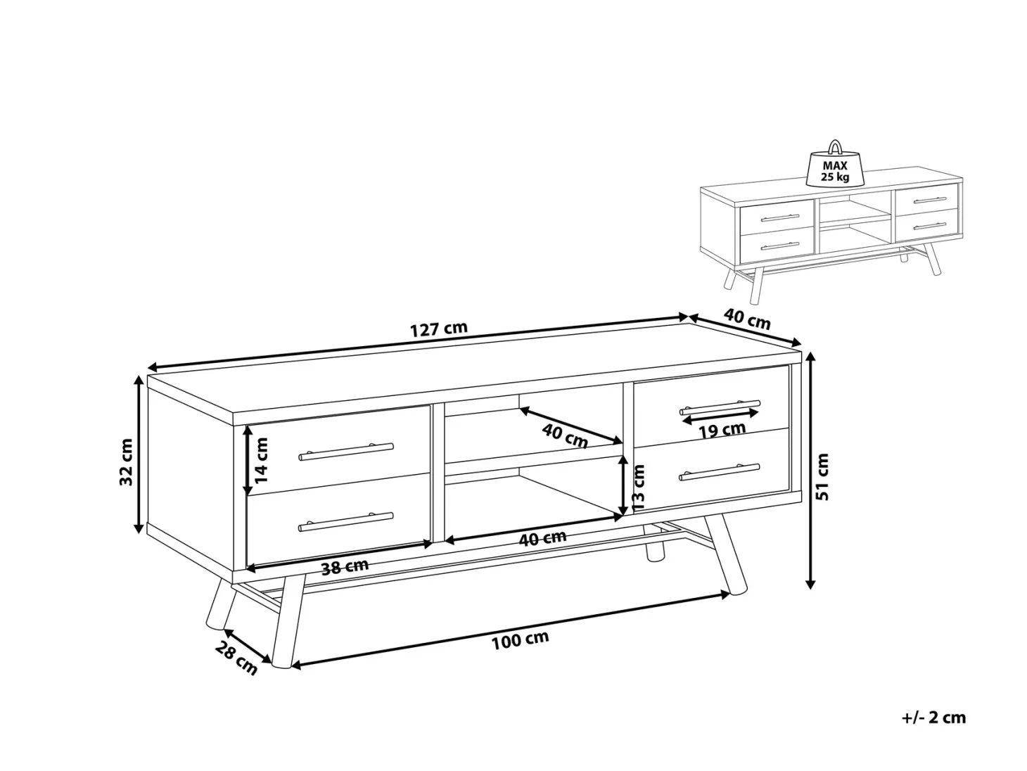TV-bord ATLANTA Brun