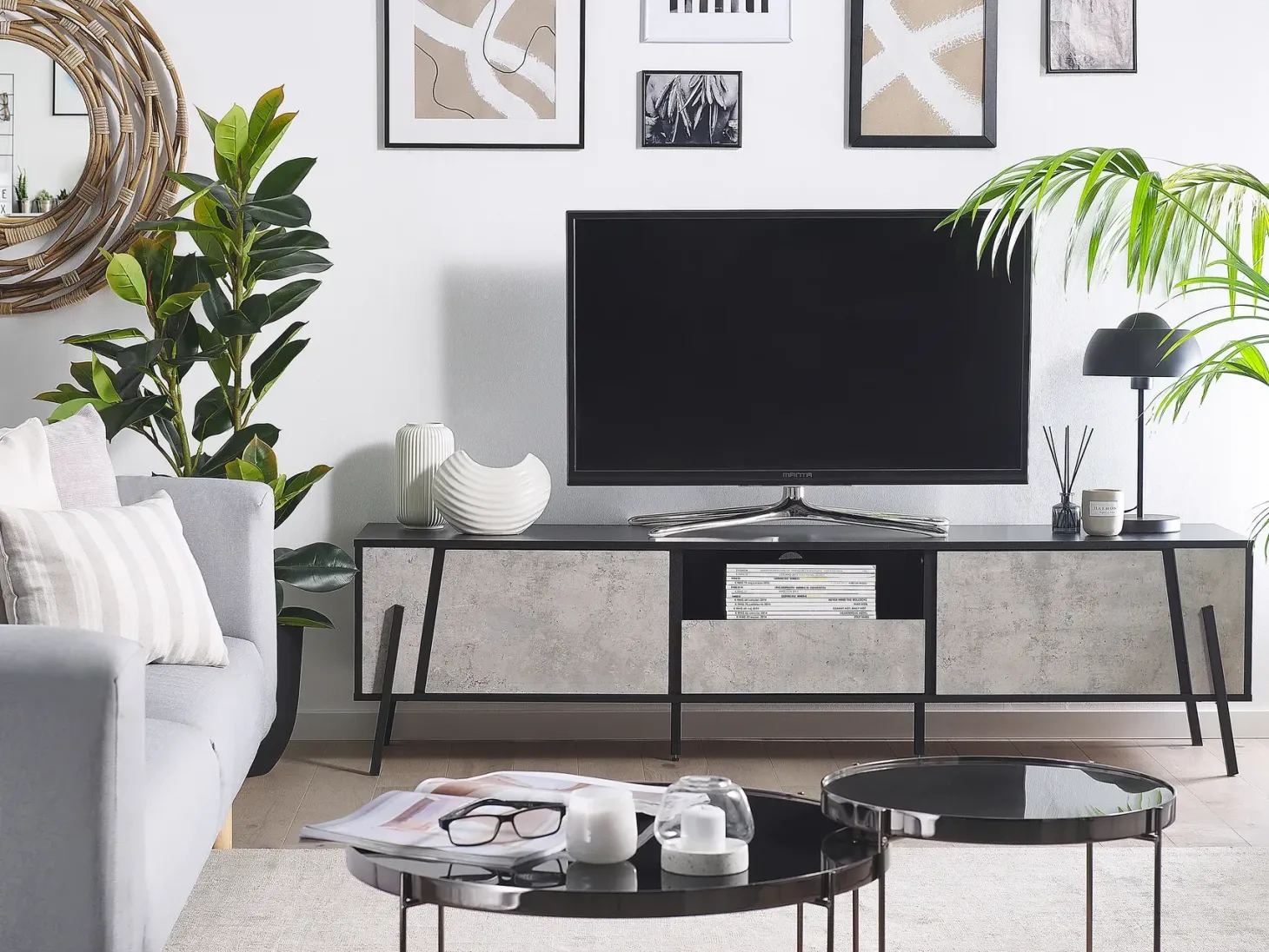 TV-bord BLACKPOOL Grå betoneffekt