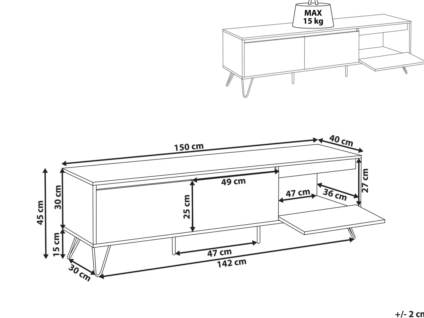 TV-bord CARDIGAN Lysebrun