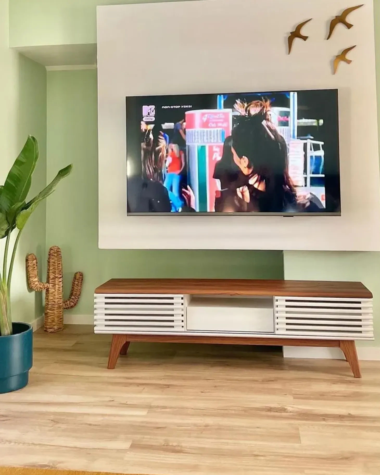 TV-bord DETROIT Brun/hvid