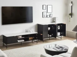 TV-bord GLASTONBURY Marmor/sort