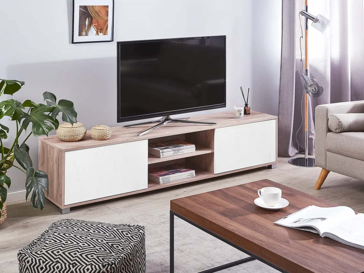 TV-bord LINCOLN Brun/hvid