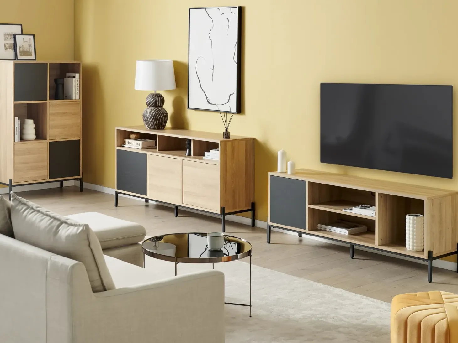 TV-bord MOINES Brun/sort