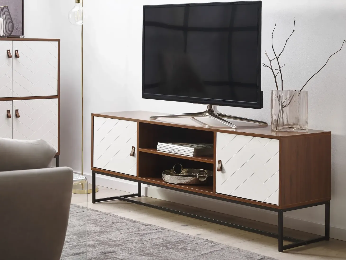 TV-bord NUEVA Mørkebrun/hvid