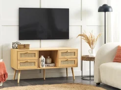 TV-bord PEROTE Rattan Lysebrun