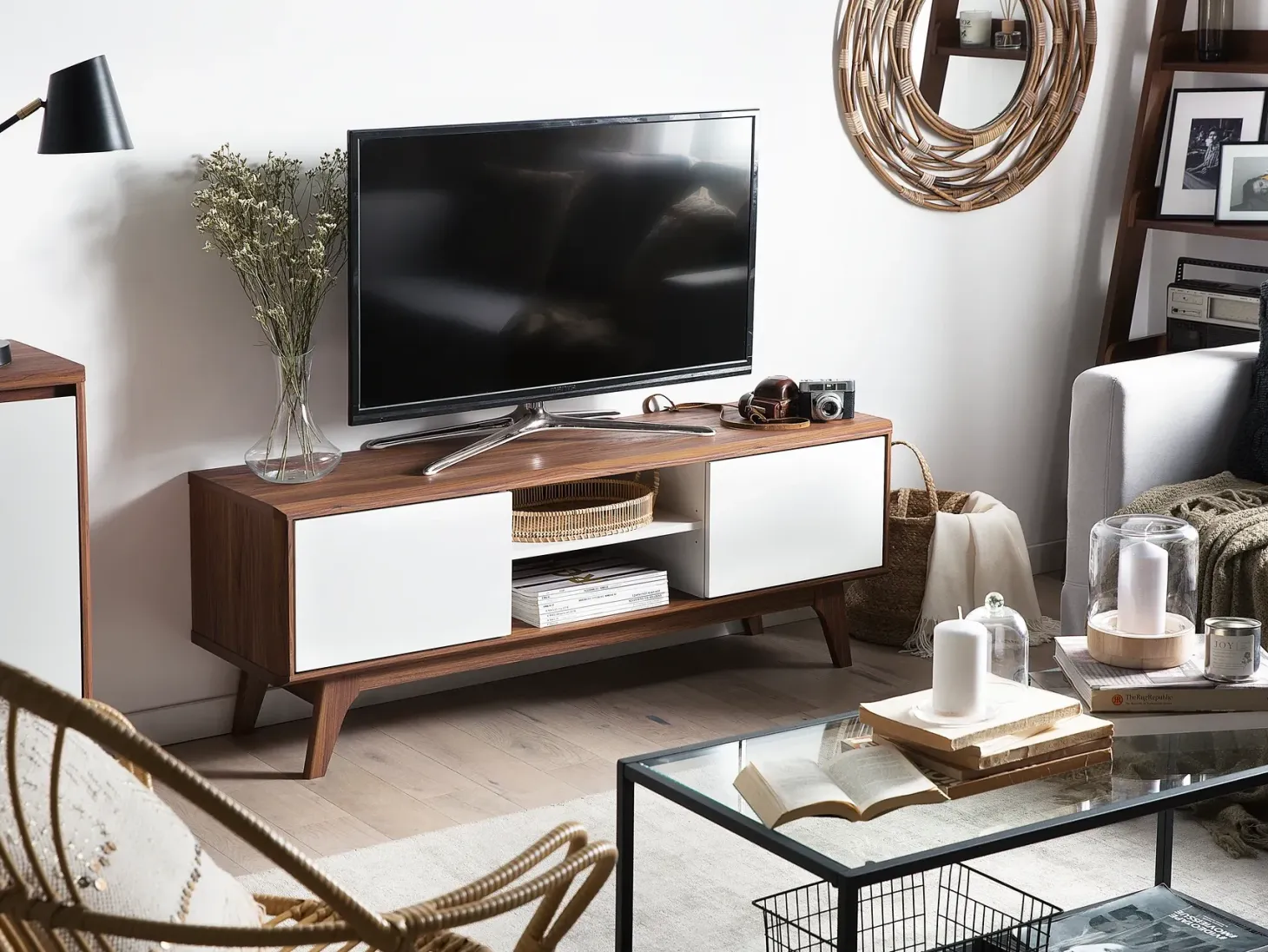 TV-bord ROCHESTER Brun/hvid