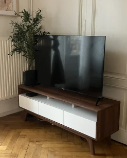 TV-bord SYRACUSE Brun/hvid