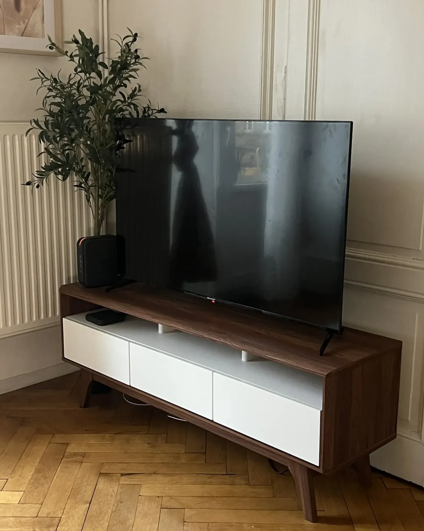 TV-bord SYRACUSE Brun/hvid