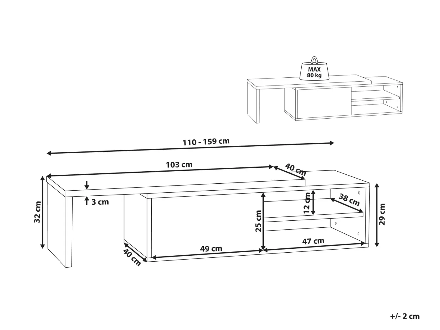 TV-bord YONKERS Hvid