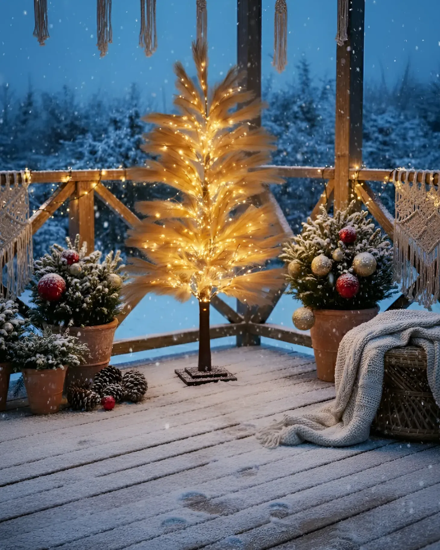 Udendørs dekoration LED HAUGANES Juletræ 190 cm Beige