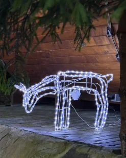 Udendørs dekoration LED KRISTNES Animeret rådyr 53 cm Hvid