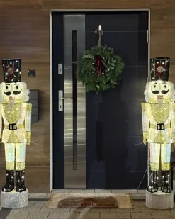 Udendørs dekoration LED STOROVAN Nøddeknækker 152 cm Hvid/guld