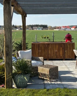 Udendørs køkkensæt i 3 dele med håndvask VENOSA Brun/ Sølv Akacietræ