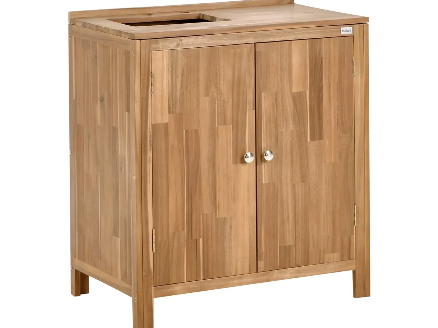 Udendørs køkkensæt i 3 dele med håndvask VENOSA Brun/ Sølv Akacietræ