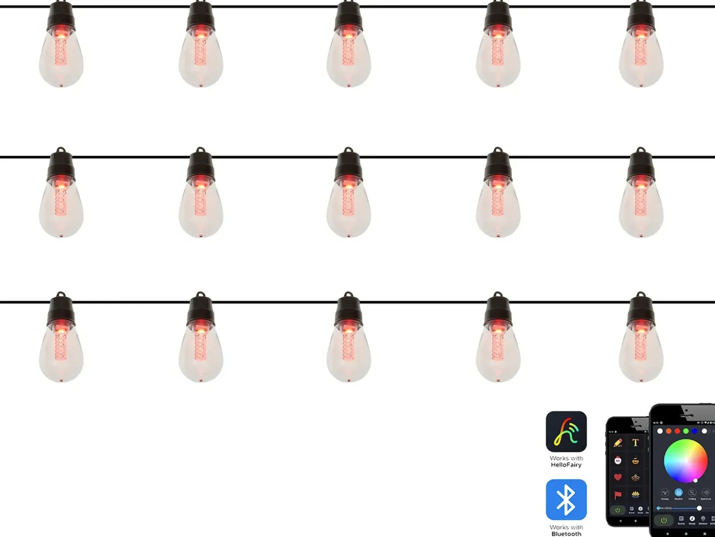 Udendørs LED-lyskæder ITILLEQ med app Multifarvet