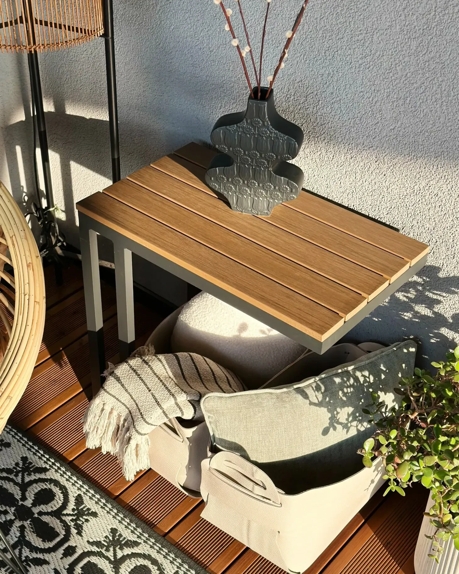 Udendørs sidebord MESSINA 60 cm 35 cm Sort