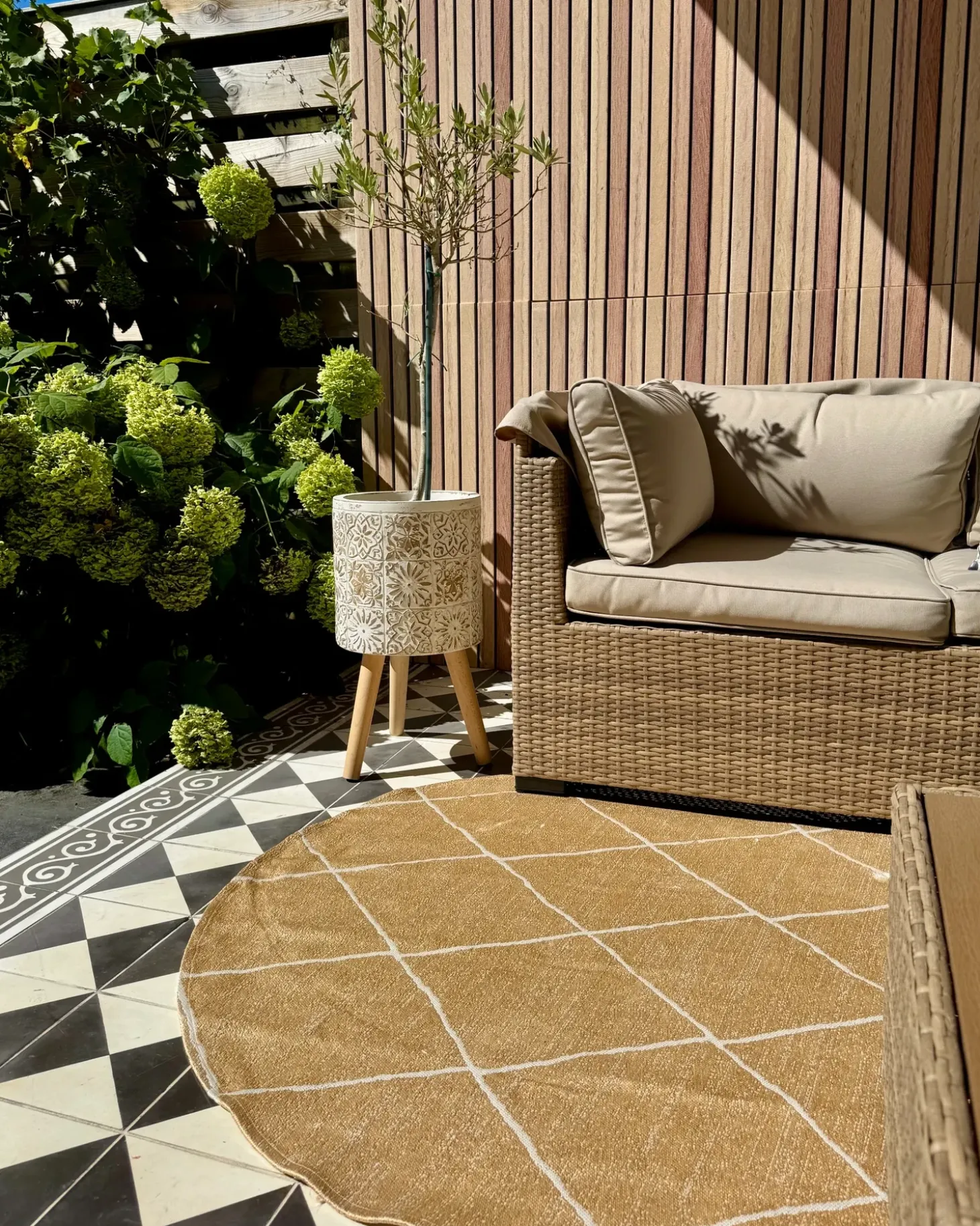 Udendørstæppe GWALIOR Beige ø 120 cm