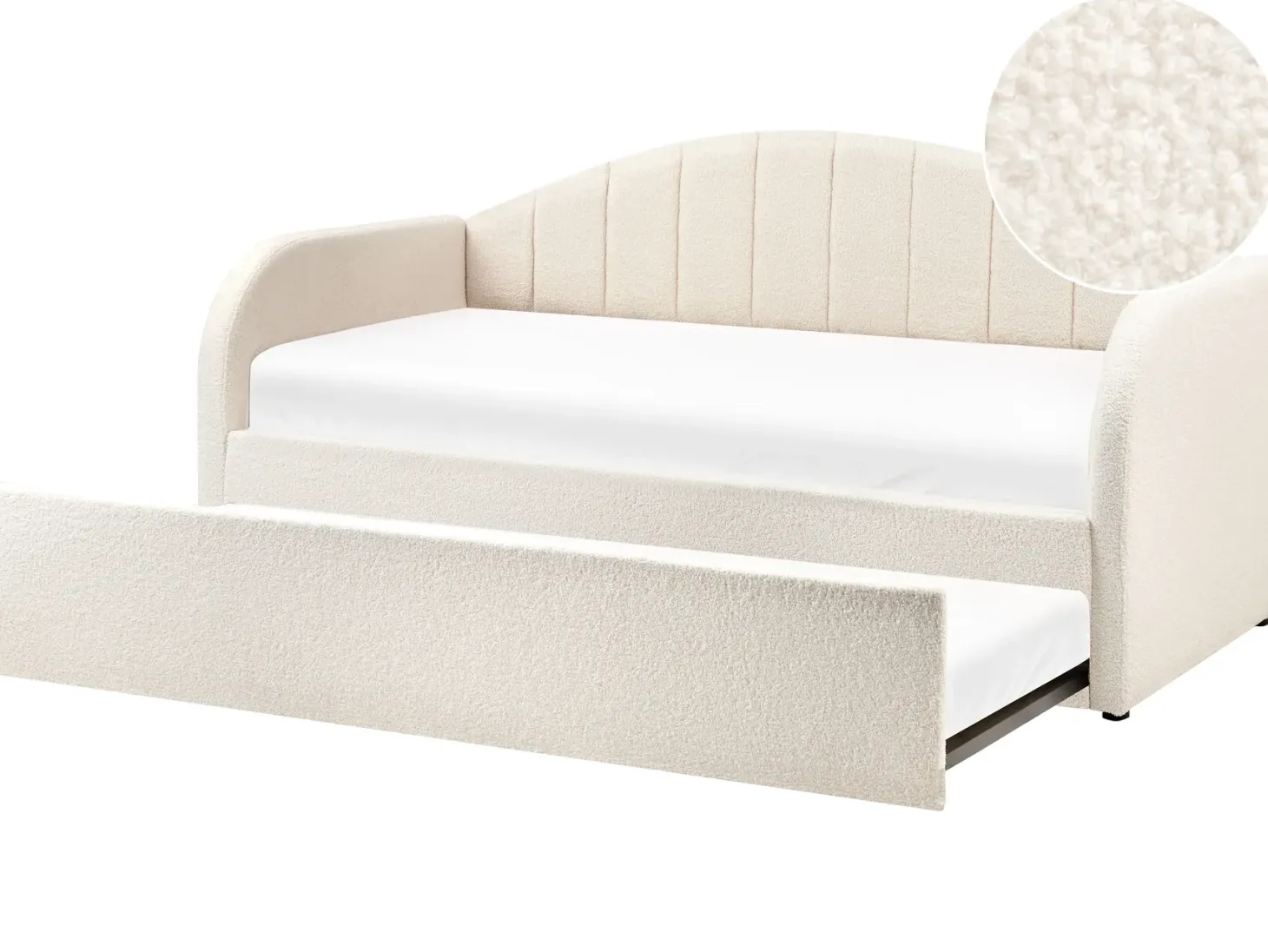 Udtræksseng Boucle EYBURIE 90 x 200 cm Lys Beige