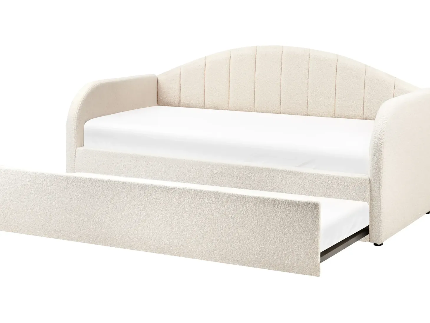 Udtræksseng Boucle EYBURIE 90 x 200 cm Lys Beige