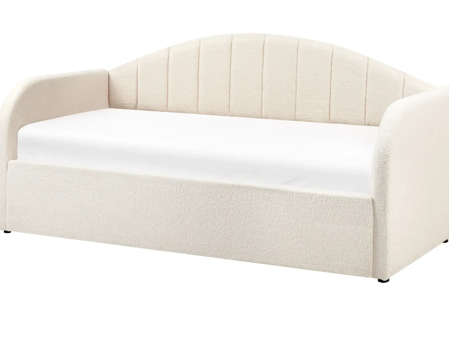 Udtræksseng Boucle EYBURIE 90 x 200 cm Lys Beige