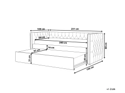 Udtræksseng Boucle GASSIN 90 x 200 cm Cremehvid