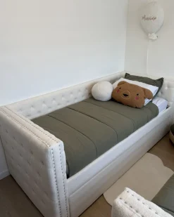 Udtræksseng Boucle GASSIN 90 x 200 cm Cremehvid