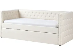 Udtræksseng Boucle GASSIN 90 x 200 cm Cremehvid