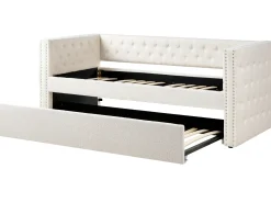 Udtræksseng Boucle GASSIN 90 x 200 cm Cremehvid