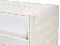 Udtræksseng Boucle GASSIN 90 x 200 cm Cremehvid