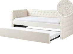 Udtræksseng Boucle GASSIN 90 x 200 cm Cremehvid