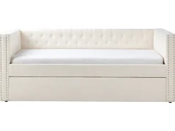Udtræksseng Boucle GASSIN 90 x 200 cm Cremehvid