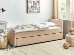 Udtræksseng Boucle MARMANDE 80 x 200 cm Ferskenagtig lyserød