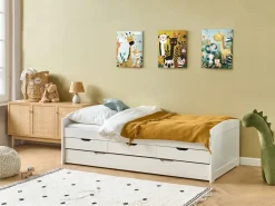 Udtræksseng Fyretræ PETIVILLE 90 x 200 cm Hvid