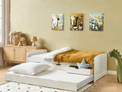 Udtræksseng Fyretræ PETIVILLE 90 x 200 cm Hvid