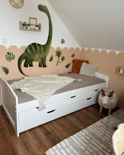 Udtræksseng Fyretræ PETIVILLE 90 x 200 cm Hvid