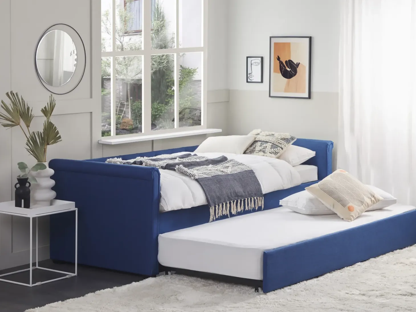 Udtræksseng LIBOURNE 80 x 200 cm Navy Blå
