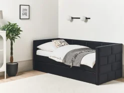 Udtræksseng Velour CHAVONNE 90 x 200 cm Sort