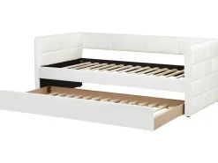 Udtræksseng Velour CHAVONNE 90 x 200 cm Cremehvid
