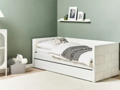 Udtræksseng Velour CHAVONNE 90 x 200 cm Cremehvid