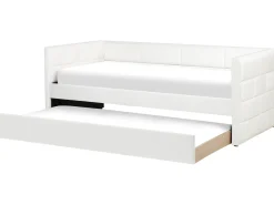 Udtræksseng Velour CHAVONNE 90 x 200 cm Cremehvid