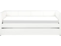 Udtræksseng Velour CHAVONNE 90 x 200 cm Cremehvid
