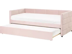 Udtræksseng Velour CHAVONNE 90 x 200 cm Lyserød