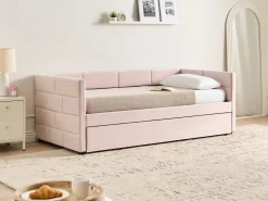 Udtræksseng Velour CHAVONNE 90 x 200 cm Lyserød