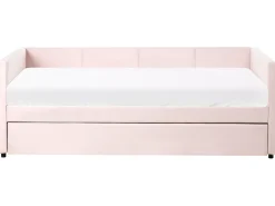 Udtræksseng Velour CHAVONNE 90 x 200 cm Lyserød