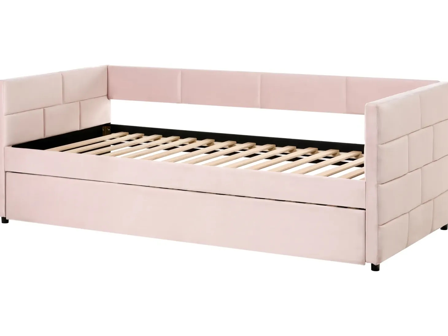 Udtræksseng Velour CHAVONNE 90 x 200 cm Lyserød